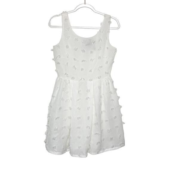 MOLLY BRACKEN Sleeveless Mini Dress Fit & Flare Textured Polka Dot White Size S - Picture 9 of 9